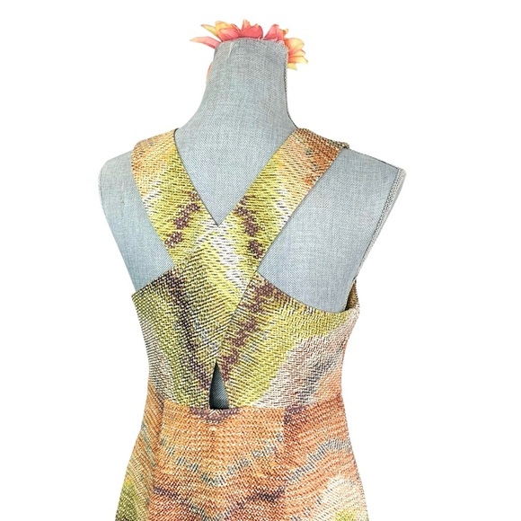 Tracy Reese Zig Zag Rafia Cross Back Shift in Tobacco color size S - Picture 8 of 15